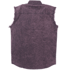 Vance VB733 - Men's Biker Motorcycle Burgundy Acid Wash Cut Off Sleeveless Shirt - back