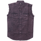 Vance VB733 - Men's Biker Motorcycle Burgundy Acid Wash Cut Off Sleeveless Shirt - main