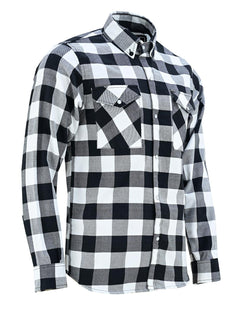 Vance VB740WB White & Black Men's Long Sleeve Plaid Snap Down Casual Flannel Shirt