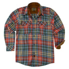 mens-ember-color-long-sleeve-plaid-button-down-casual-flannel-shirt-corduroy-collar-cuffs-flat-front-view