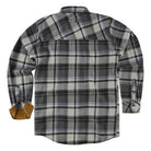 mens-charcoal-checkered-long-sleeve-plaid-button-down-casual-flannel-shirt-corduroy-collar-cuffs-flat-back-view